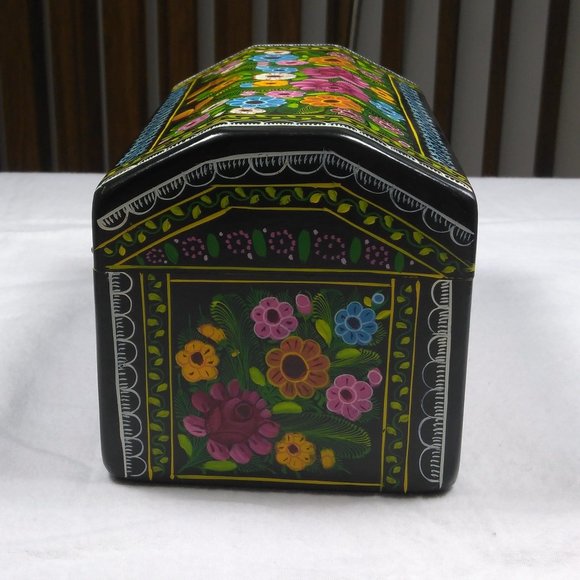 MEXICAN WOOD JEWELRY BOX  HANDPAINTED "NWOT" - Picture 5 of 15